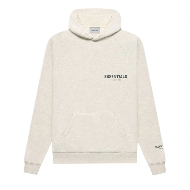 Fear of God Essentials Core Collection Pullover Hoodie Light Heather Oatmeal by Fear Of God in Clothing. Available at KershKicks for £195.00. A must-have for fans of Fear Of God looking to elevate their style with this Hoodie.