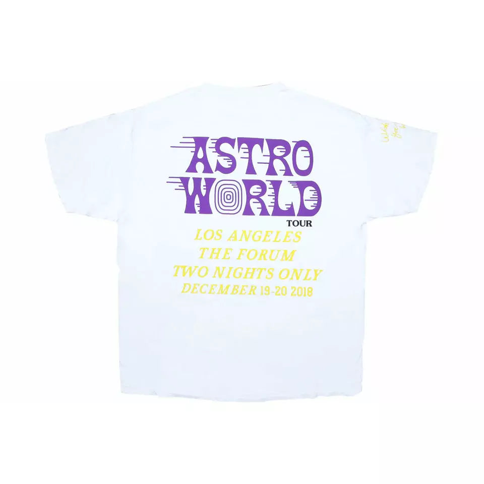 Travis Scott Astroworld Tour LA Exclusive Tee by Travis Scott in . Available at KershKicks for £110.00. A must-have for fans of Travis Scott looking to elevate their style with this T-Shirt.