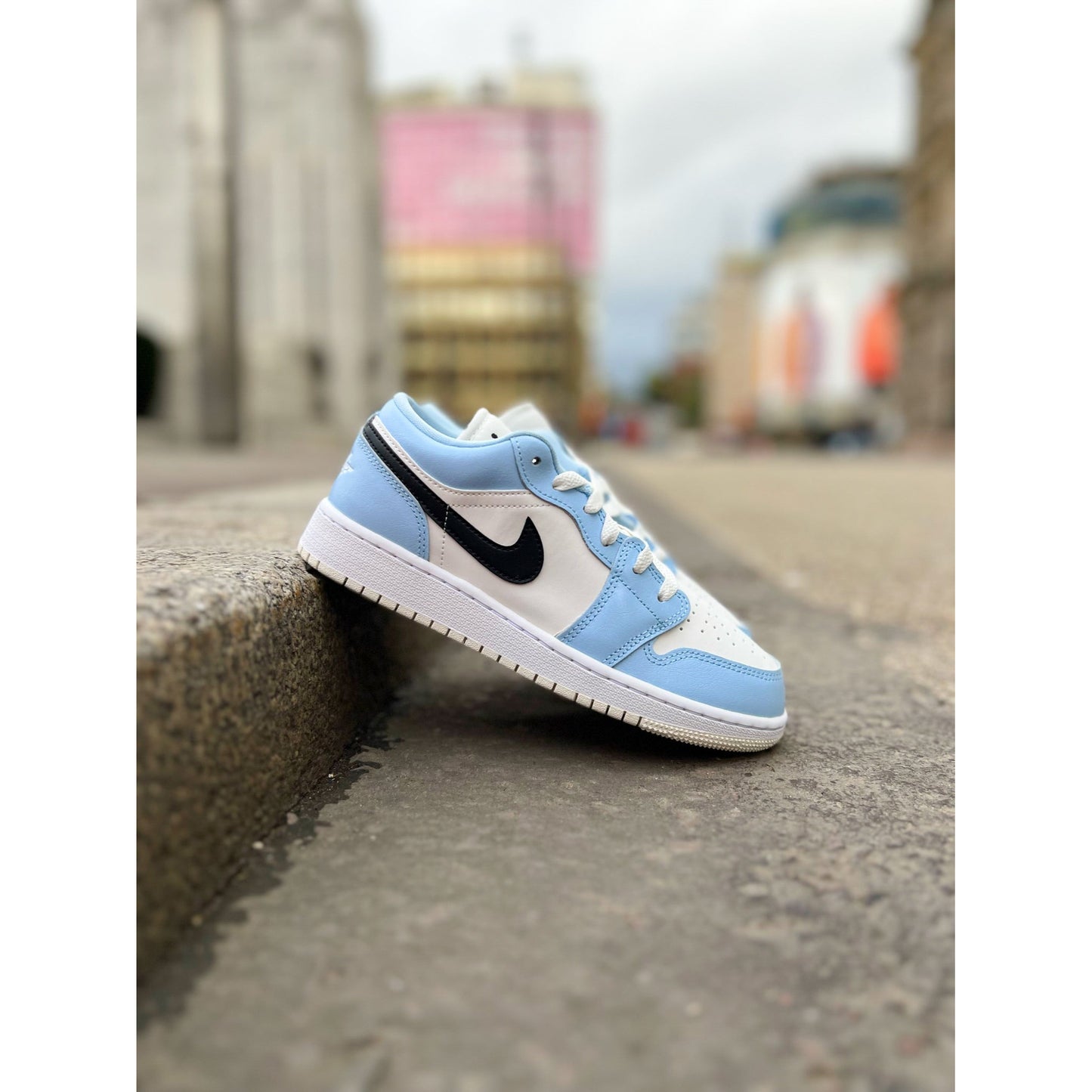 Jordan 1 Low Ice Blue Black (GS) by Jordan's in Shoes. Available at KershKicks for £110.00. A must-have for fans of Jordan's looking to elevate their style with this Shoes.