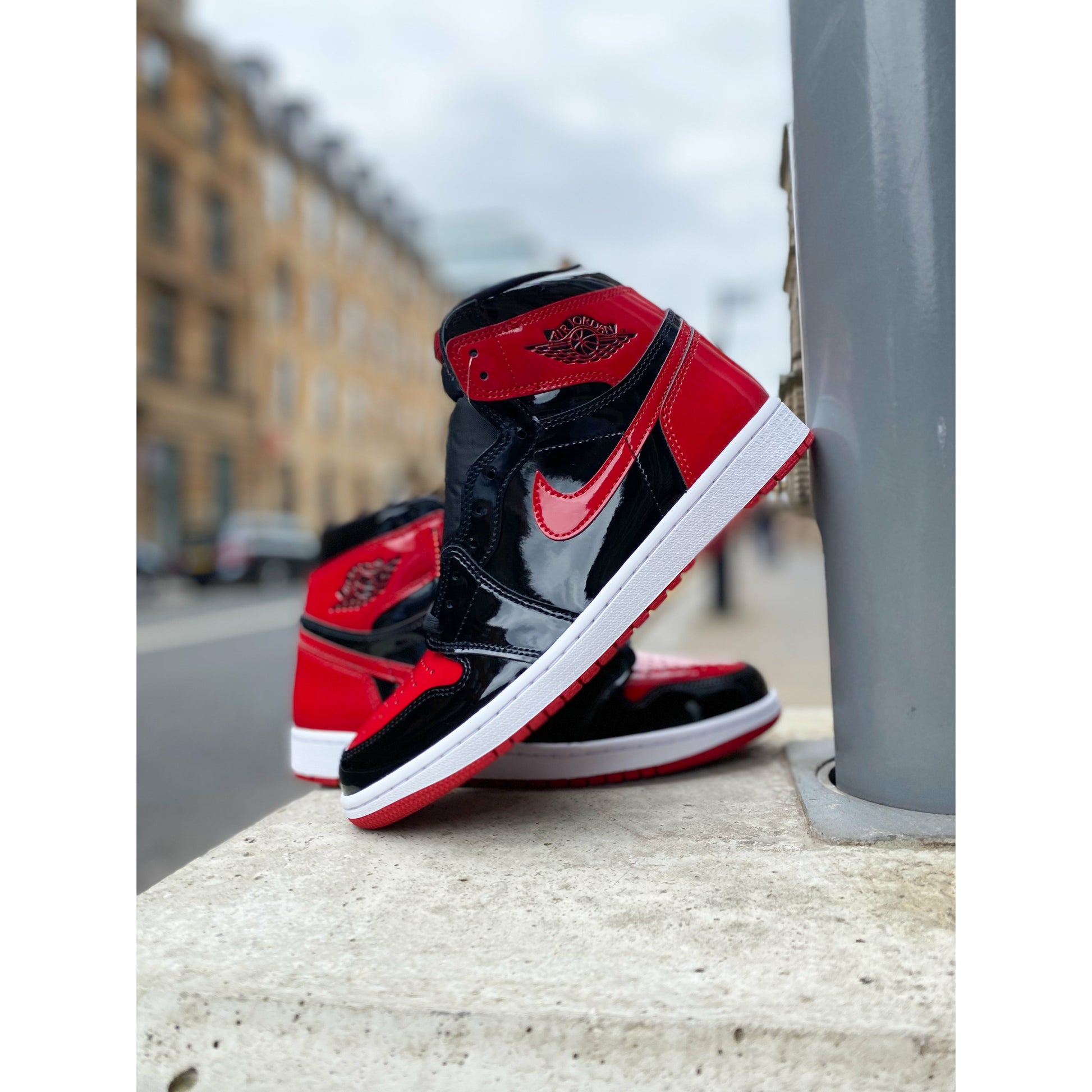 Jordan 1 Retro High OG Patent Bred by Jordan's in Shoes. Available at KershKicks for £235.00. A must-have for fans of Jordan's looking to elevate their style with this Shoes.