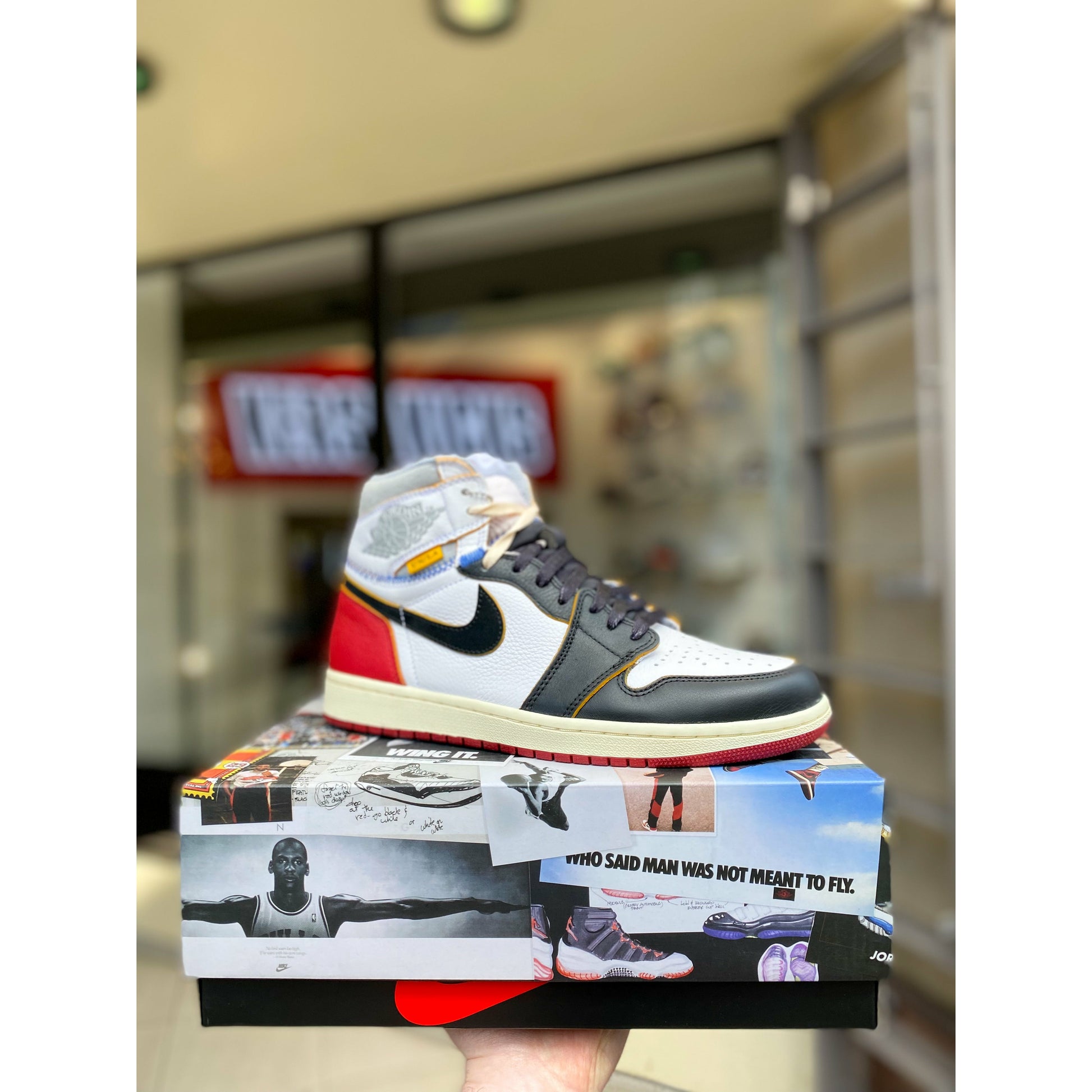 Jordan 1 Retro High Union Los Angeles Black Toe by Jordan's in Shoes. Available at KershKicks for £1450.00. A must-have for fans of Jordan's looking to elevate their style with this Shoes.