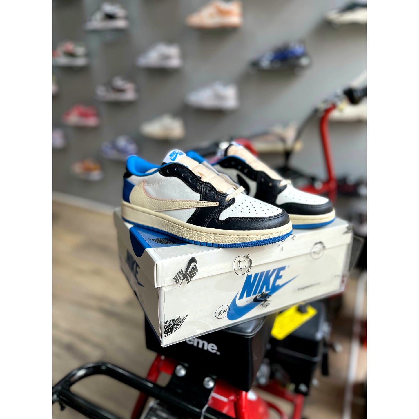 Jordan 1 Low fragment design x Travis Scott by Jordan's in Shoes. Available at KershKicks for £1600.00. A must-have for fans of Jordan's looking to elevate their style with this Shoes.