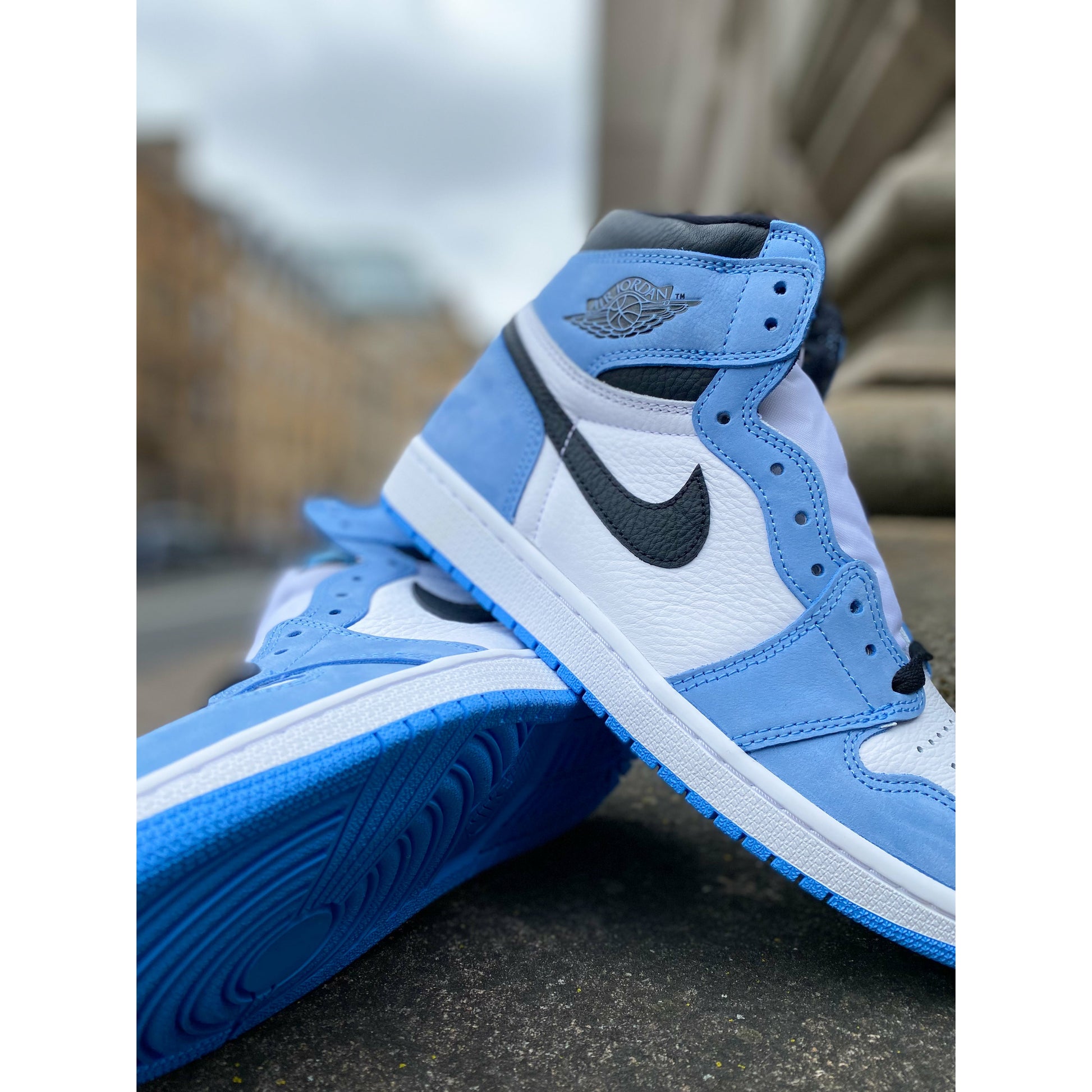Jordan 1 Retro High University Blue by Jordan's in Shoes. Available at KershKicks for £350.00. A must-have for fans of Jordan's looking to elevate their style with this Shoes.