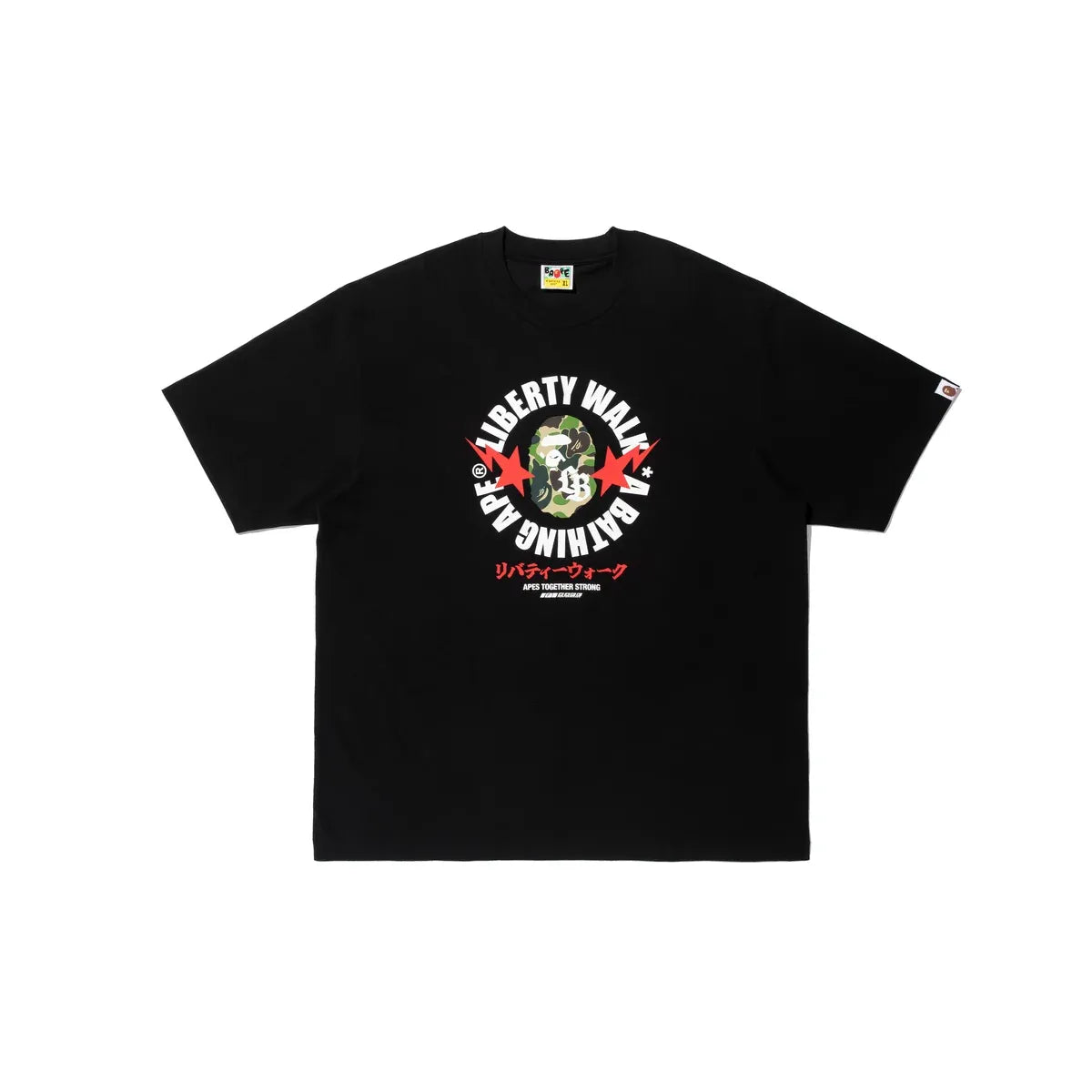 BAPE X LIBERTY WALK ABC CAMO APE HEAD RELAXED FIT TEE BLACK