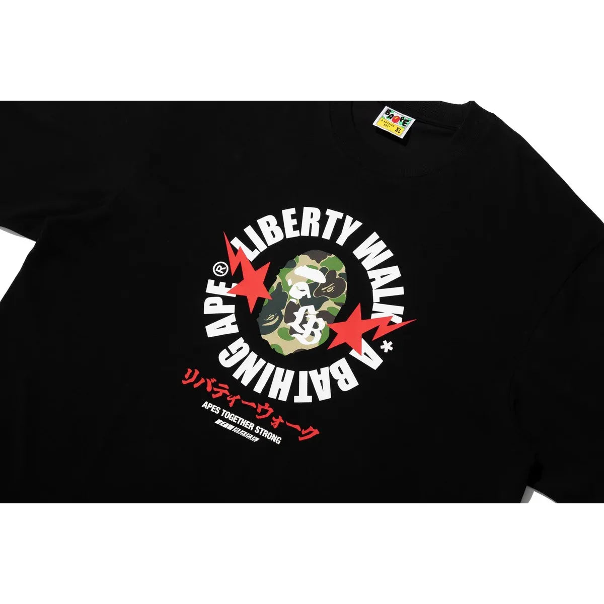 BAPE X LIBERTY WALK ABC CAMO APE HEAD RELAXED FIT TEE BLACK