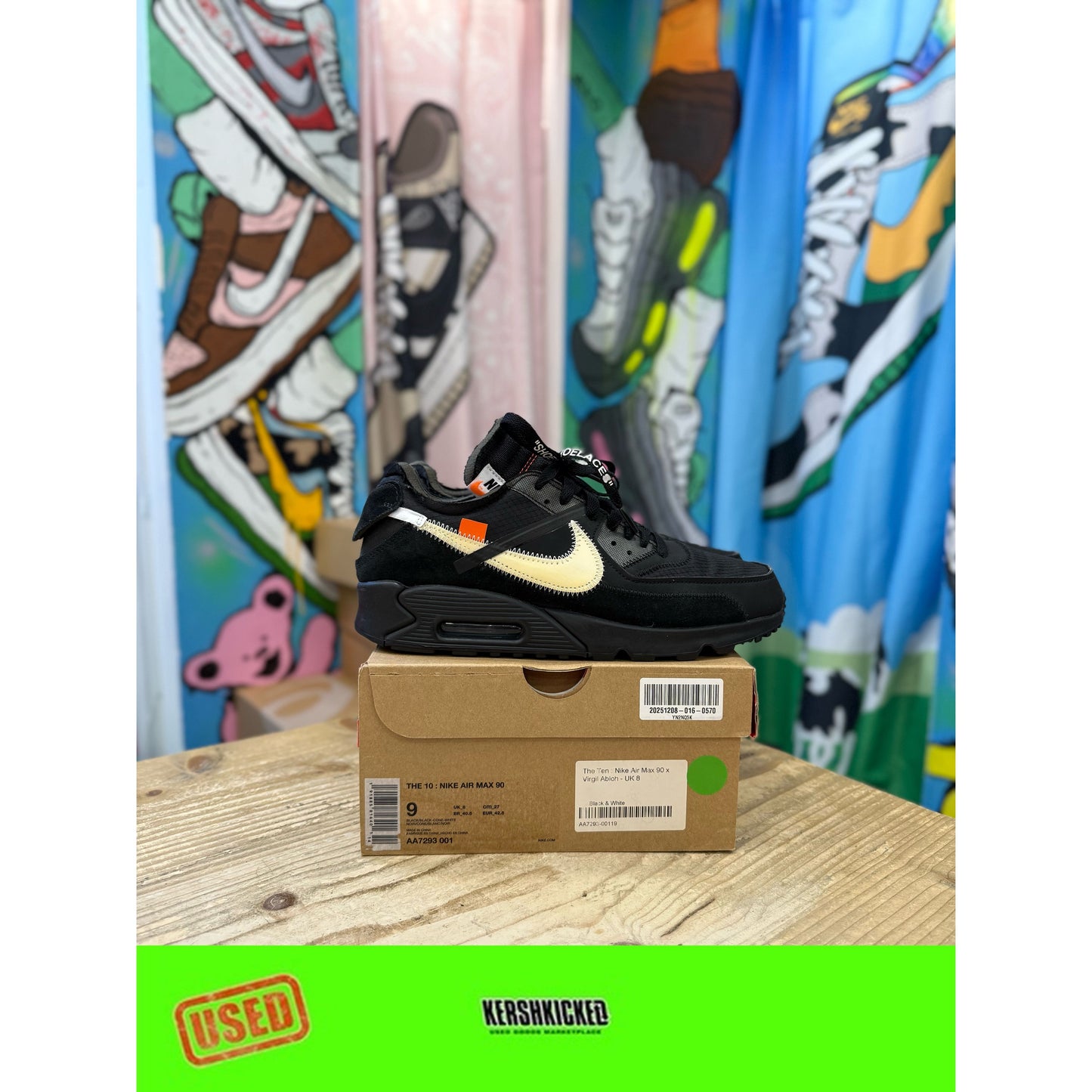 Nike Air Max 90 Off White Black UK 8.