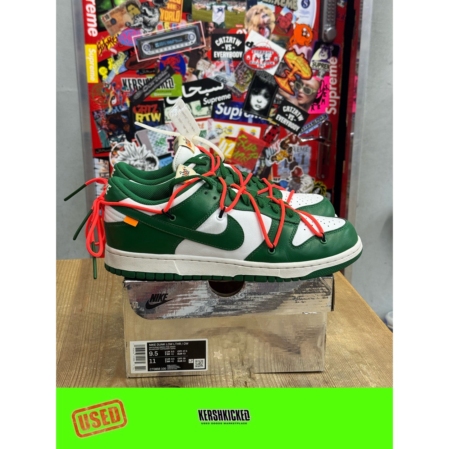 Nike Dunk Low Off-White Pine Green UK 8.5