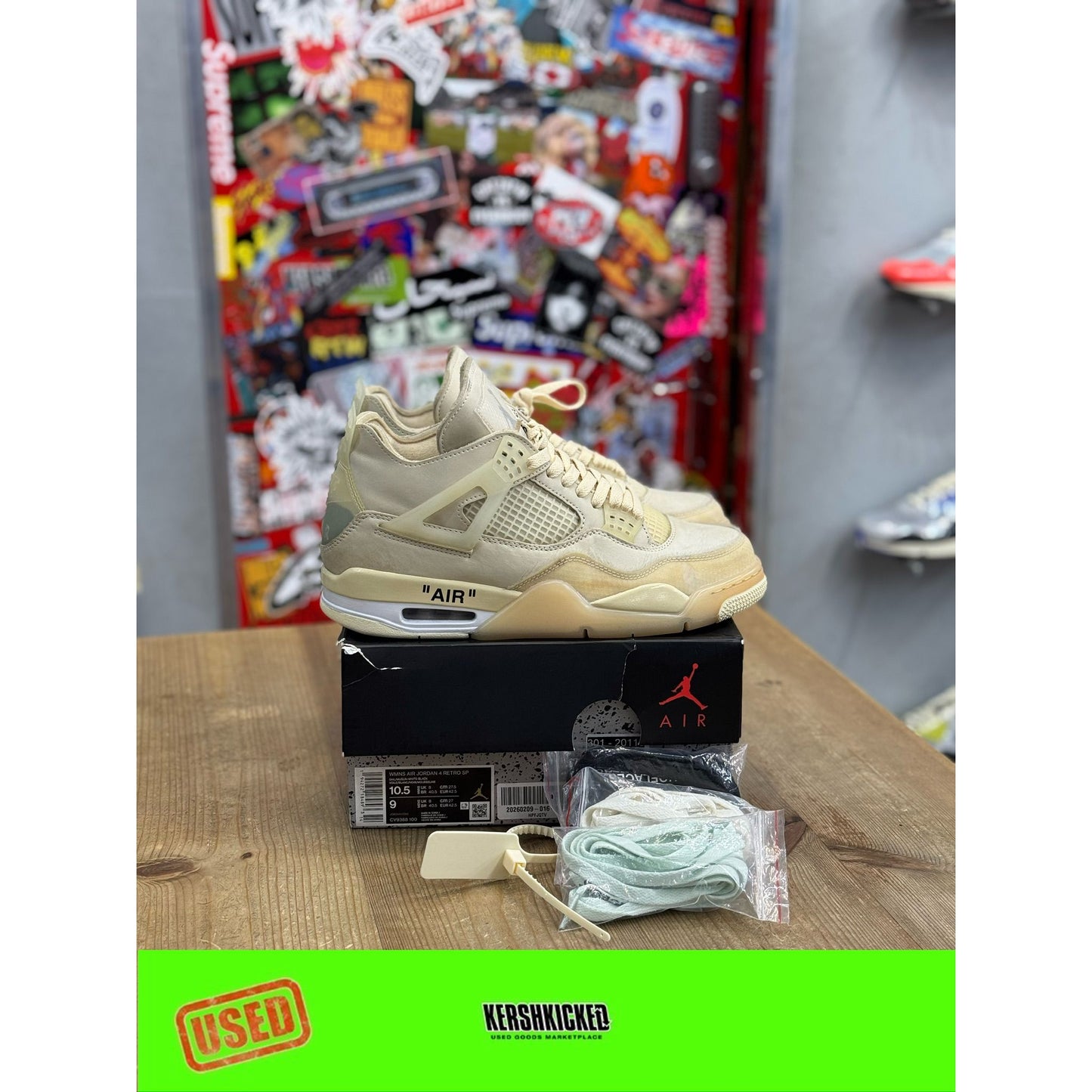 Jordan 4 Retro Off-White Sail UK  8