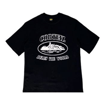 Corteiz Rules the World Tee Black White by Corteiz in Clothing. Available at KershKicks for £85.00. A must-have for fans of Corteiz looking to elevate their style with this T-Shirt.