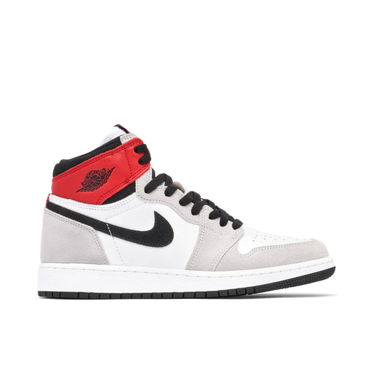 Jordan 1 Retro High Light Smoke Grey (GS) by Jordan's in Shoes. Available at KershKicks for £150.00. A must-have for fans of Jordan's looking to elevate their style with this Shoes.