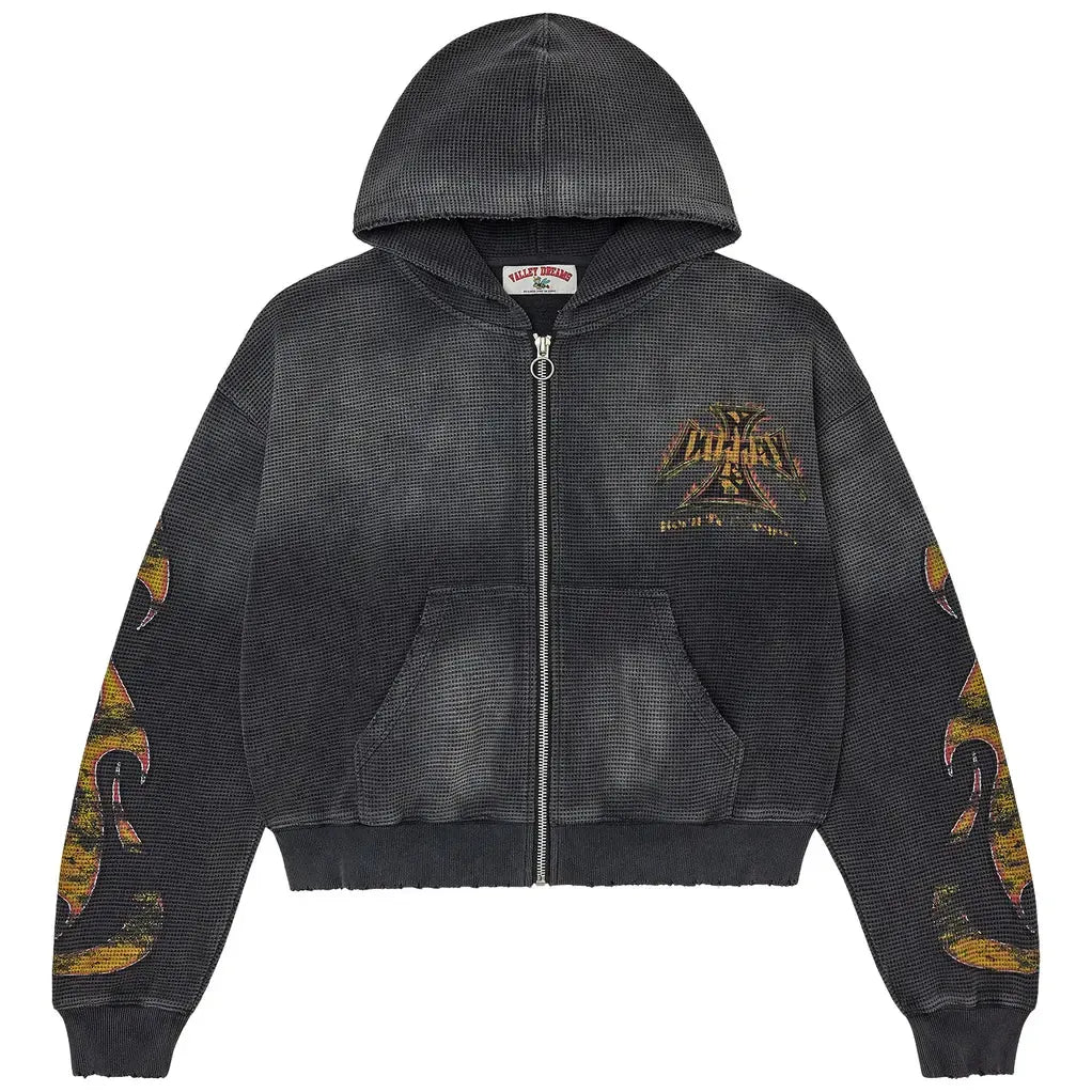 Vale Forever Reborn Waffle Zip Up Black