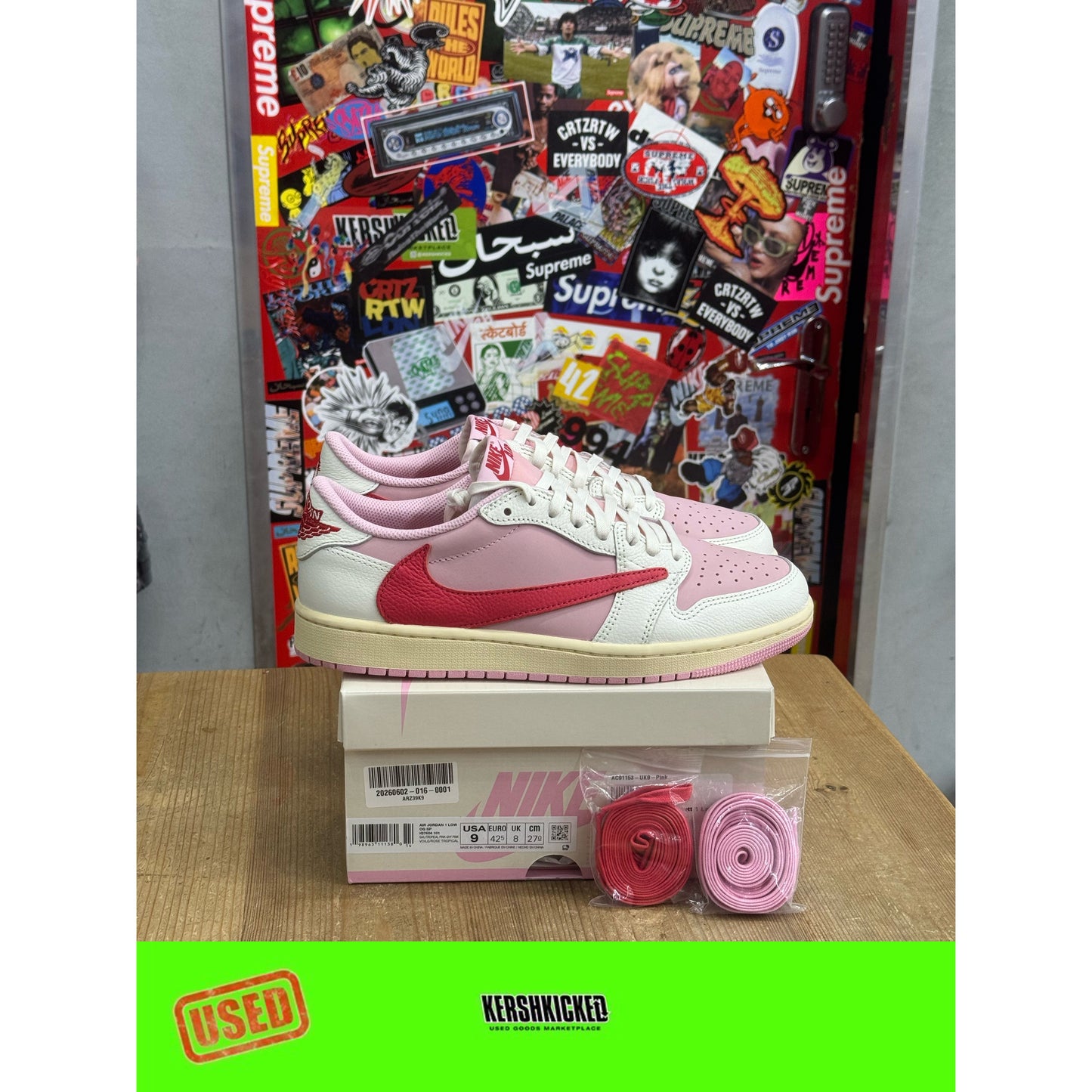 Jordan 1 Retro Low OG SP Travis Scott Tropical Pink UK 8