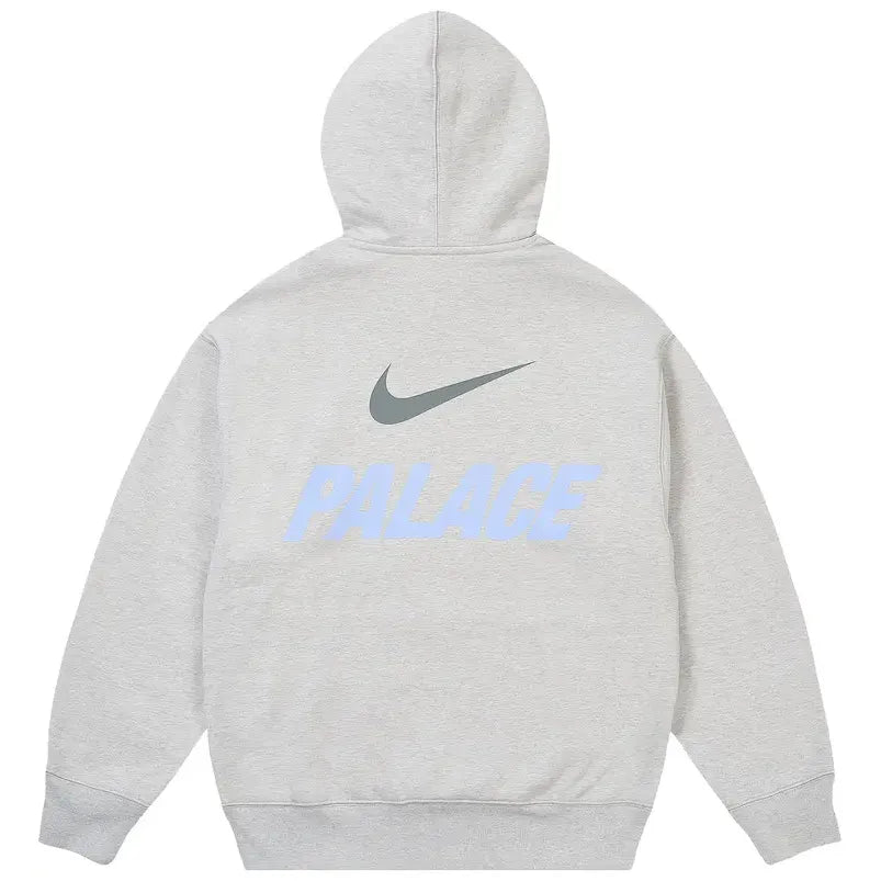 Palace Nike Font Swoosh Hoodie Grey Marl