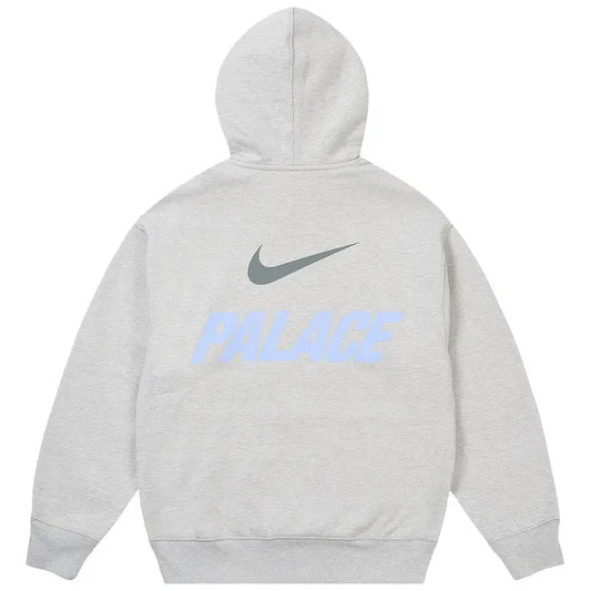 Palace Nike Font Swoosh Hoodie Grey Marl