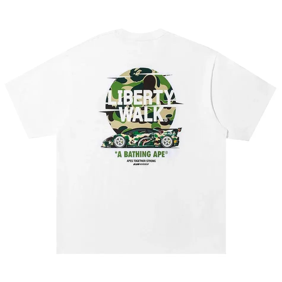 BAPE x Liberty Walk ABC Camo Logo Relaxed Fit Tee White