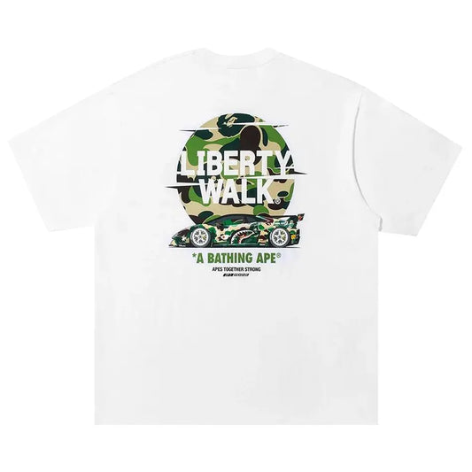 BAPE x Liberty Walk ABC Camo Logo Relaxed Fit Tee White