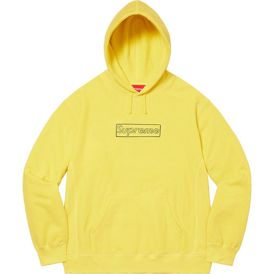 Supreme KAWS Chalk Logo Hooded Sweatshirt Light Lemon