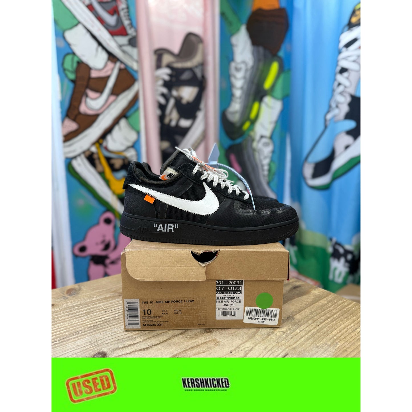 Nike Air Force 1 Low Off White Black UK 9