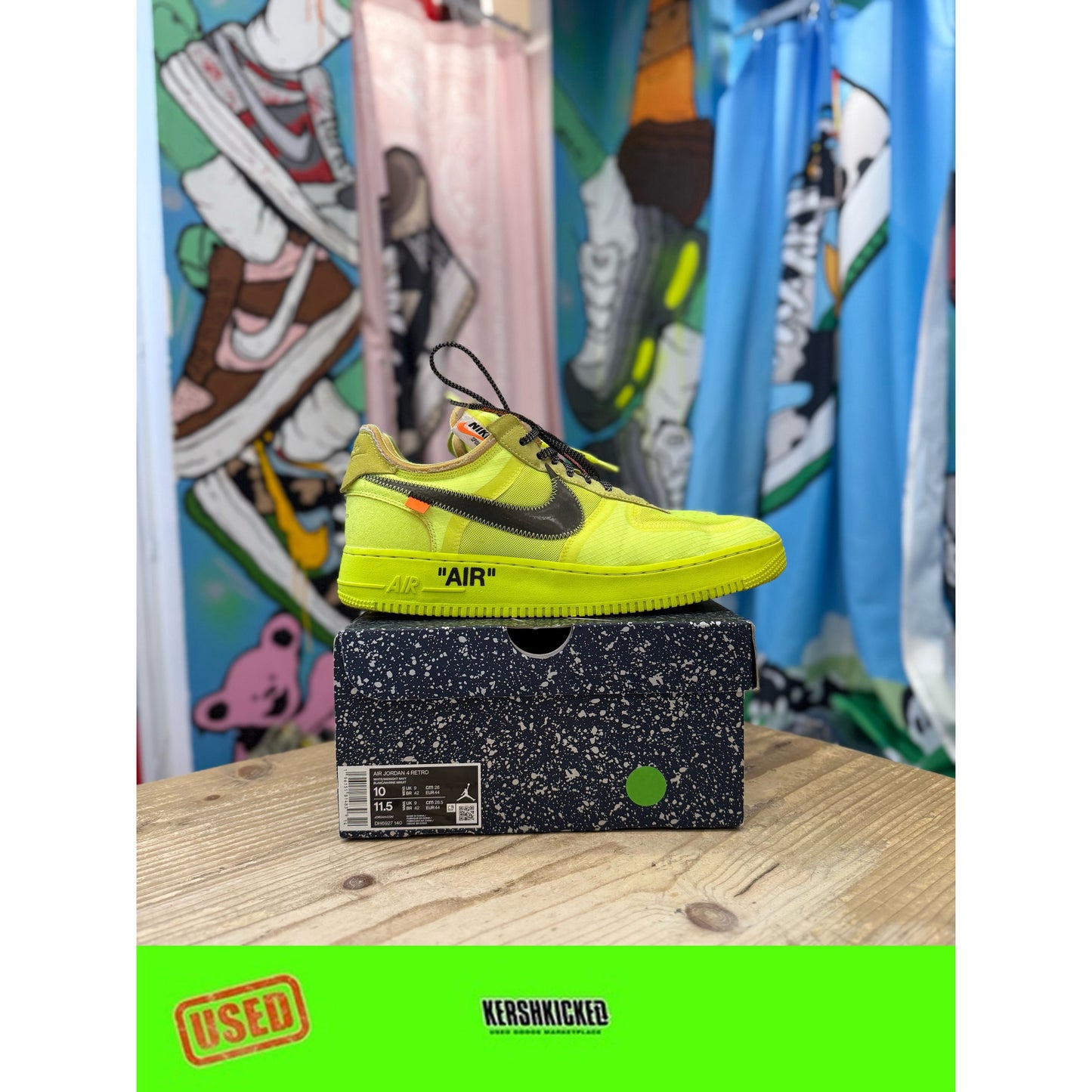 Nike Air Force 1 Low Off White Volt UK12