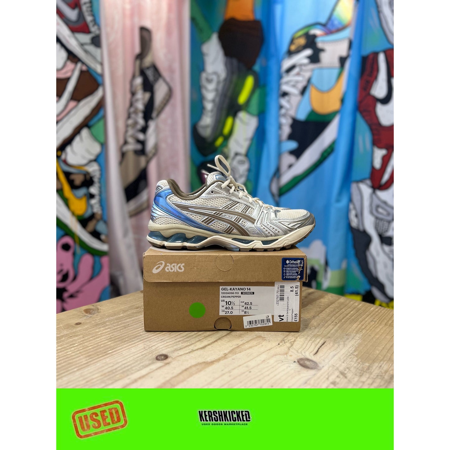 Asics Gel-Kayano 14 Cream/Pepper UK8.5