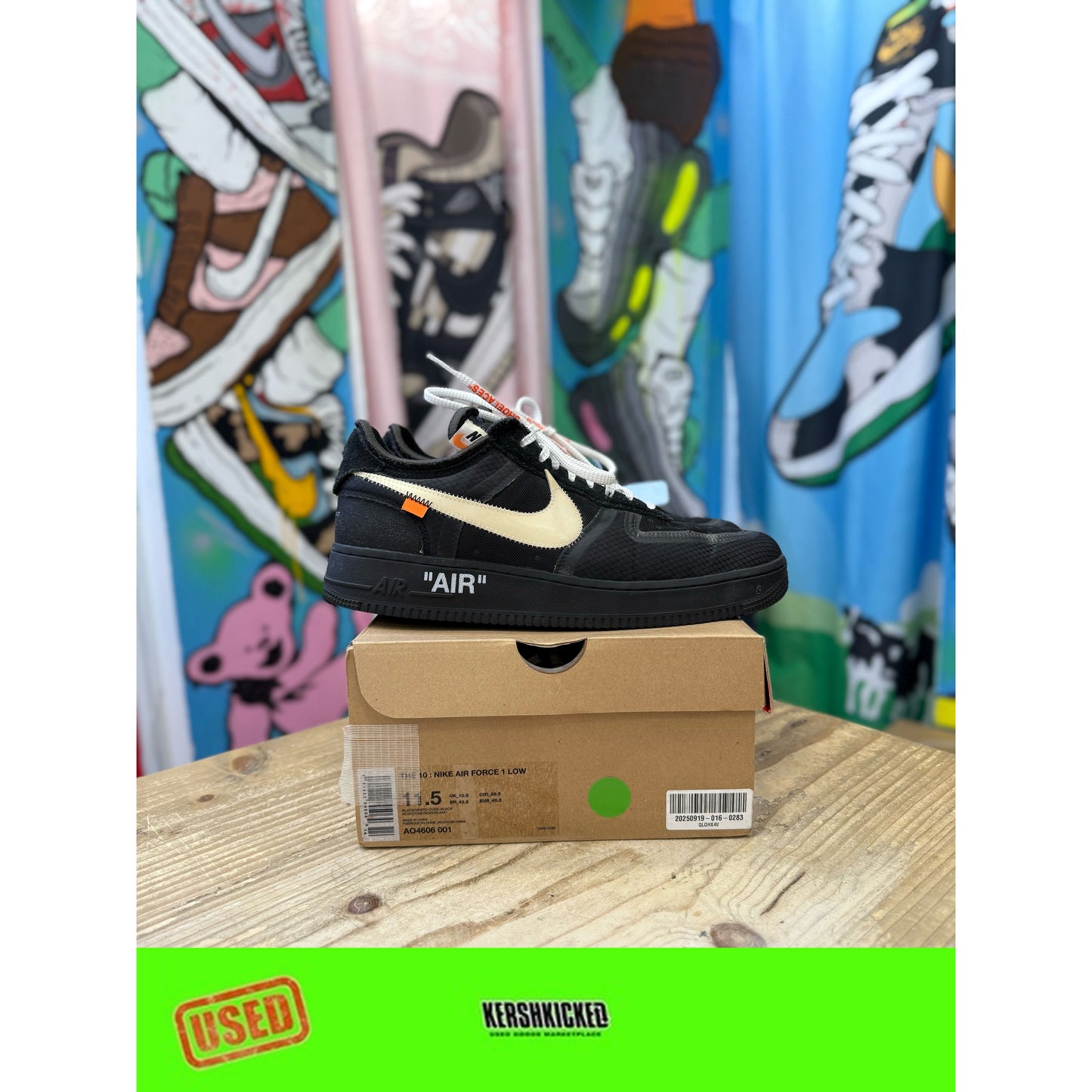 Nike Air Force 1 Low Off White Black UK 10.5