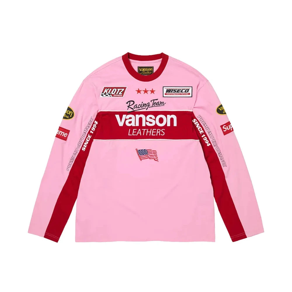 Supreme x Vanson Leathers long-sleeved T-shirt Pink