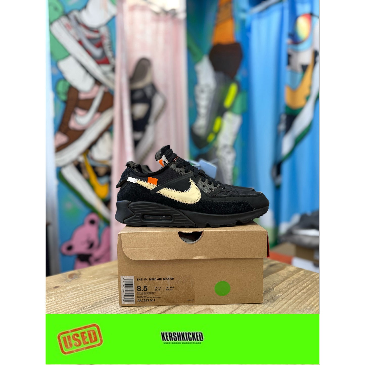 Nike Air Max 90 Off White Black UK 7.5