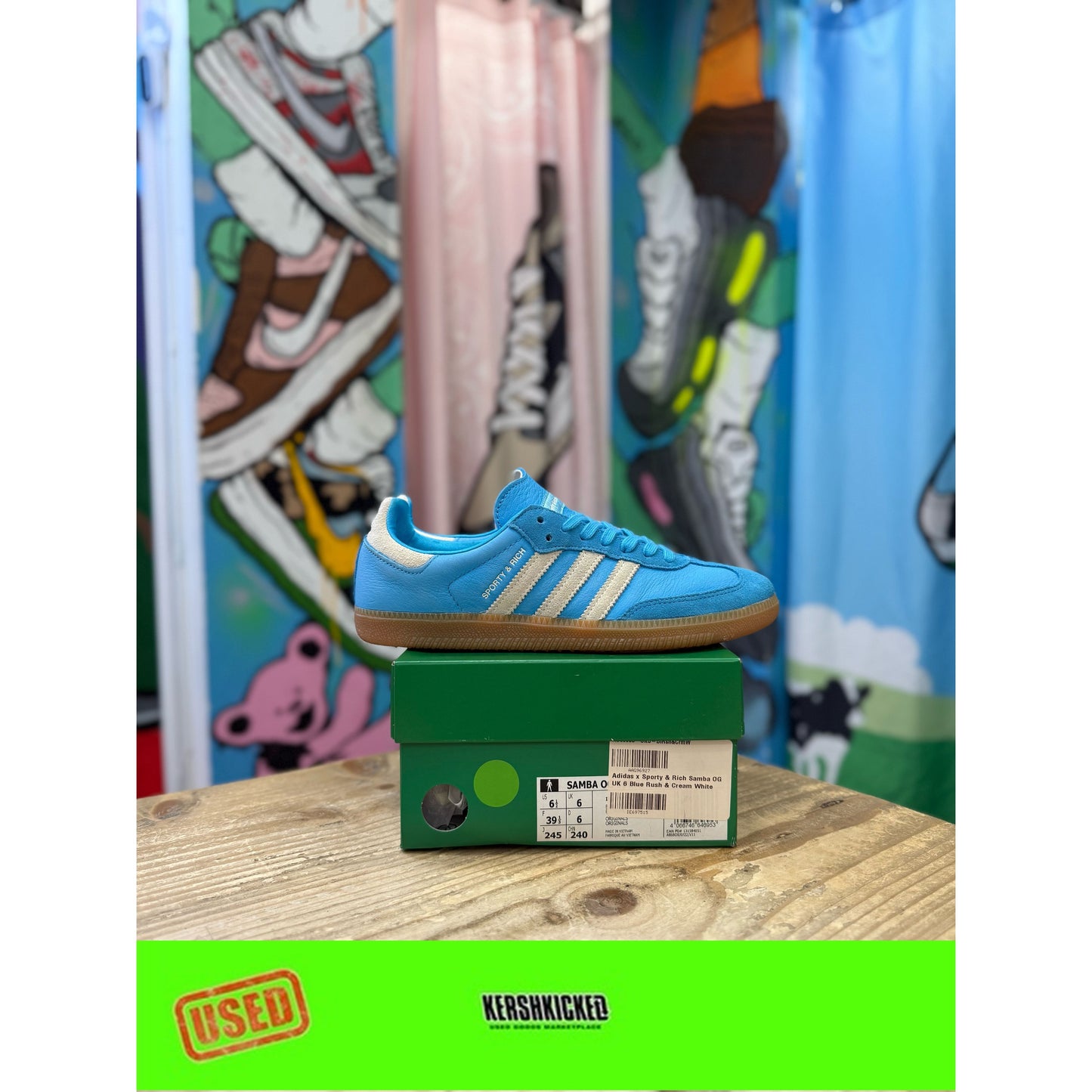 Adidas Samba OG Sporty and Rich Blue Rush UK 6