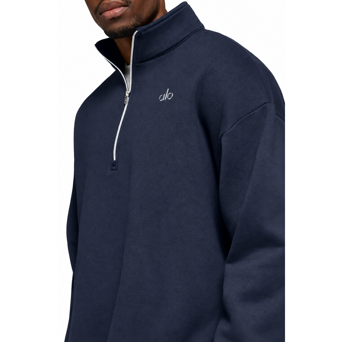 ALO ACCOLADE 1/4 ZIP SWEATSHIRT TRACK NAVY