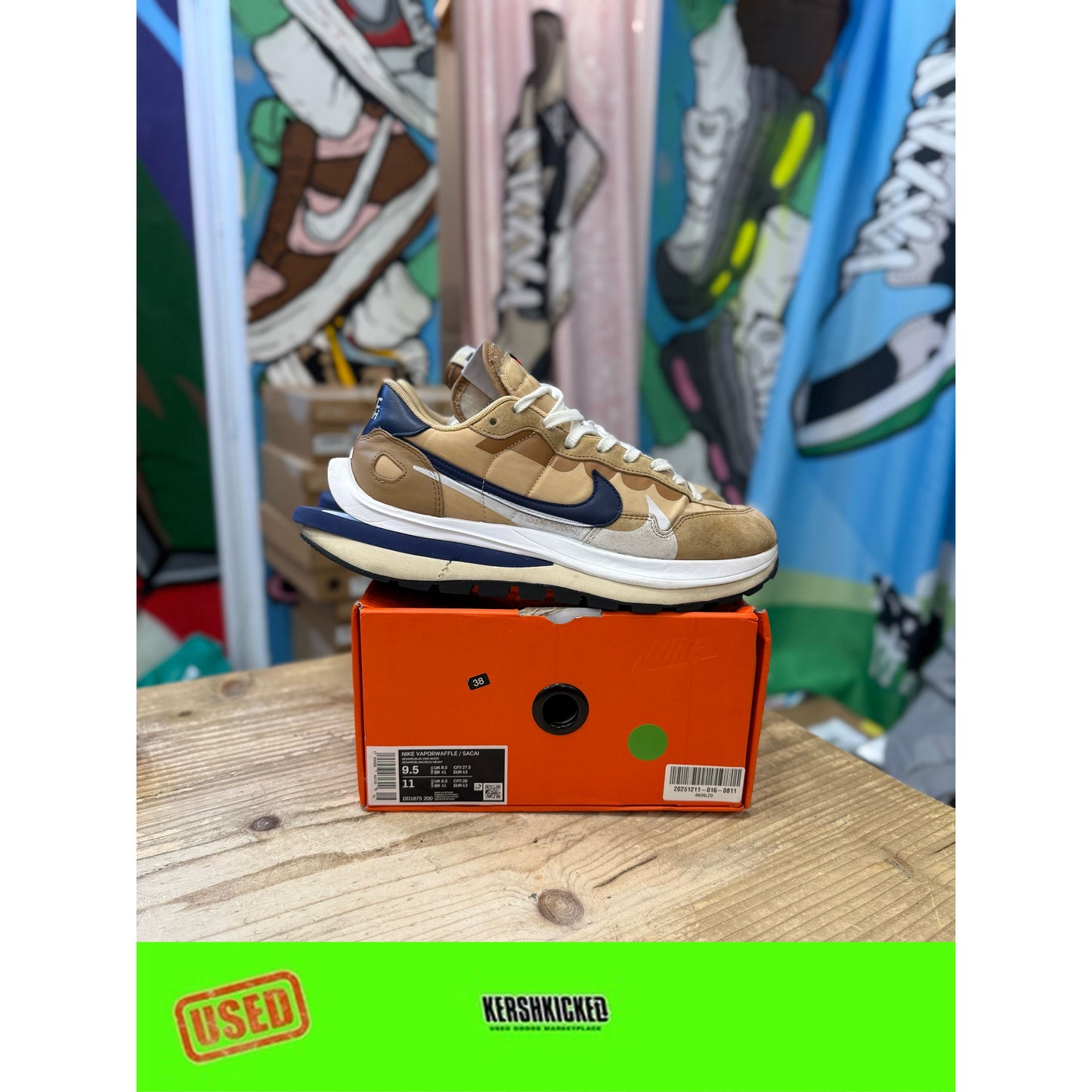 Nike Sacai Vapourwaffle Sesame UK 8.5