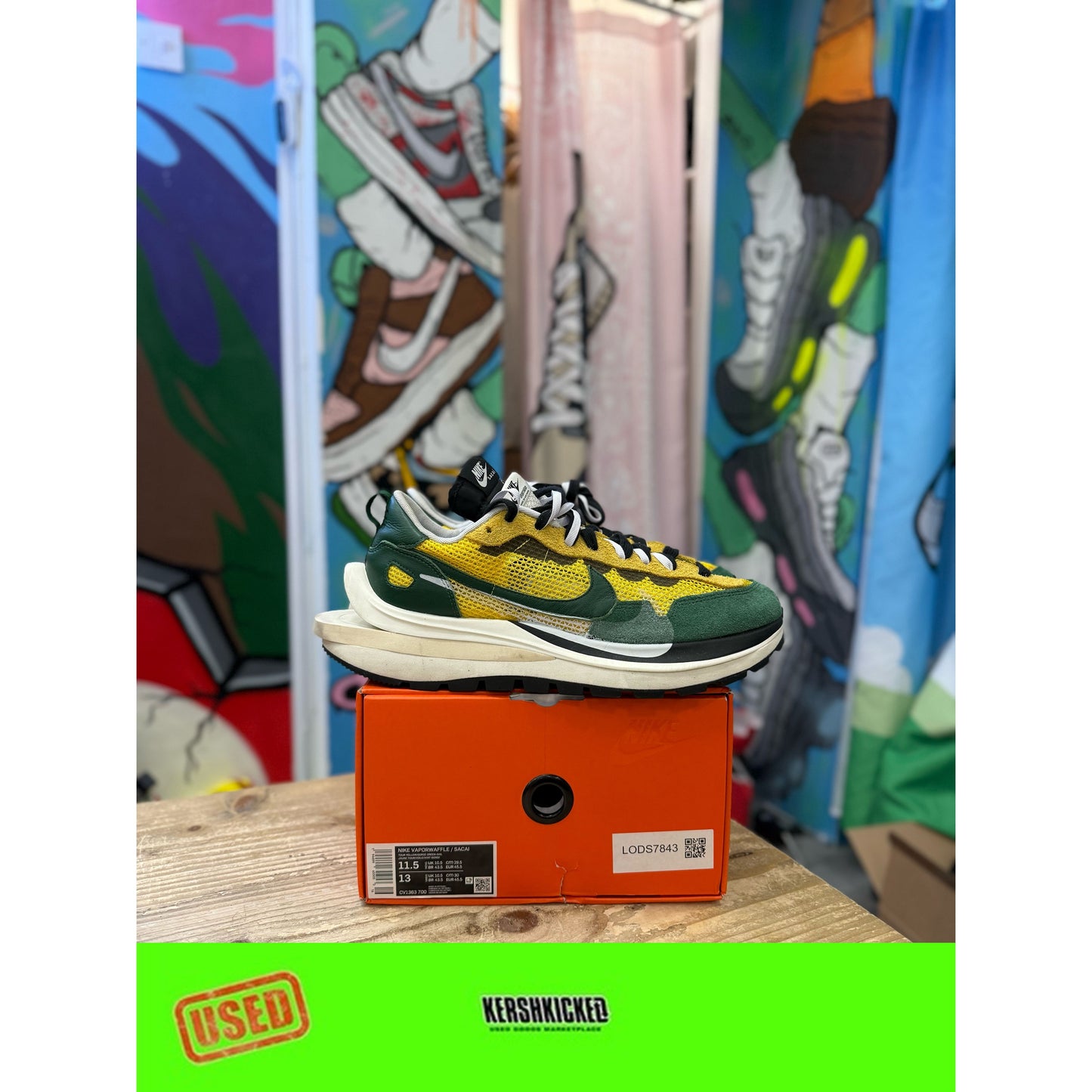 Nike Sacai Vapourwaffle Tour Yellow UK 10.5