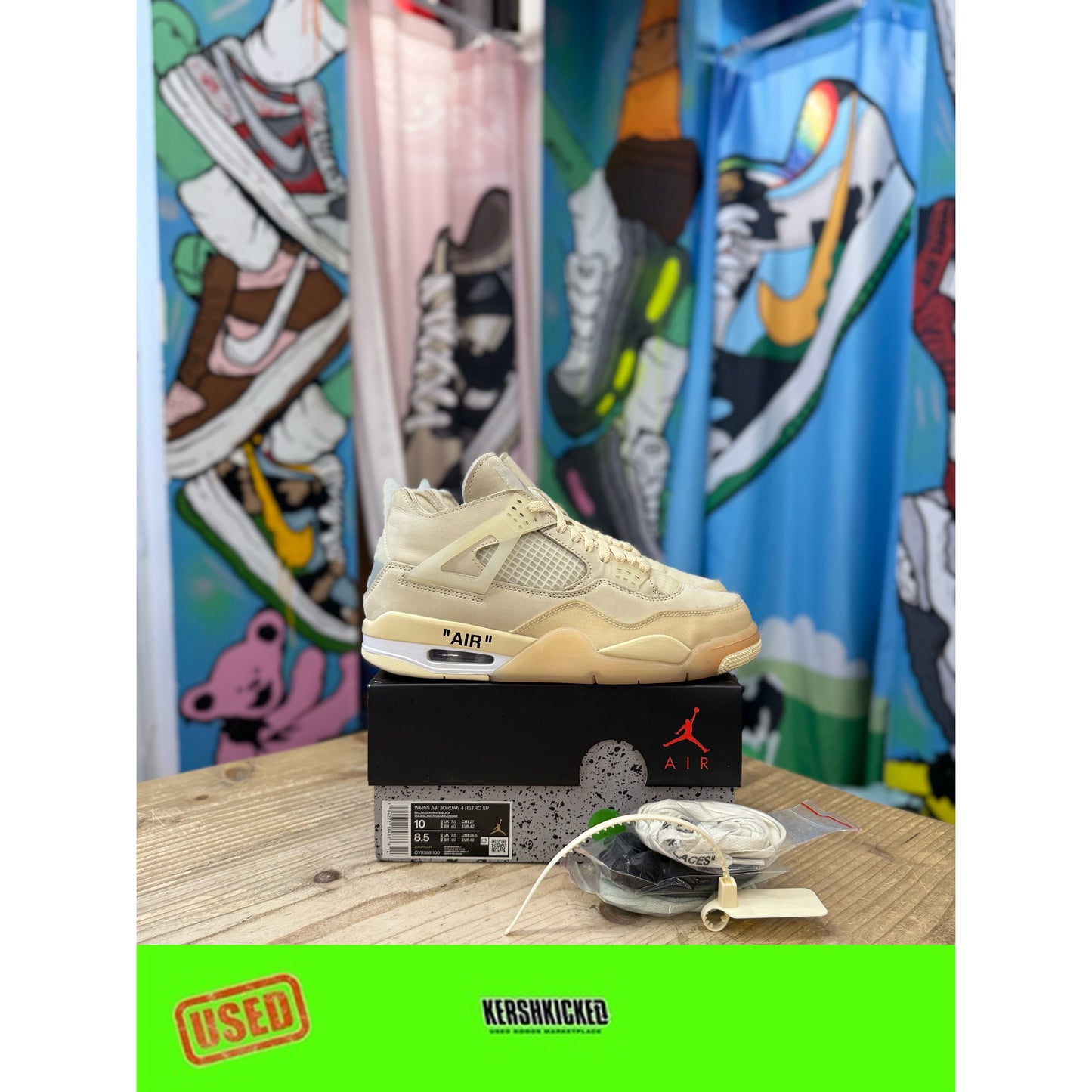 Jordan 4 Off White Sail UK 7.5