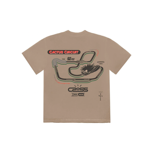 Travis Scott Cactus Jack Racetrack Tee Tan by Travis Scott in . Available at KershKicks for £110.00. A must-have for fans of Travis Scott looking to elevate their style with this T-Shirt.