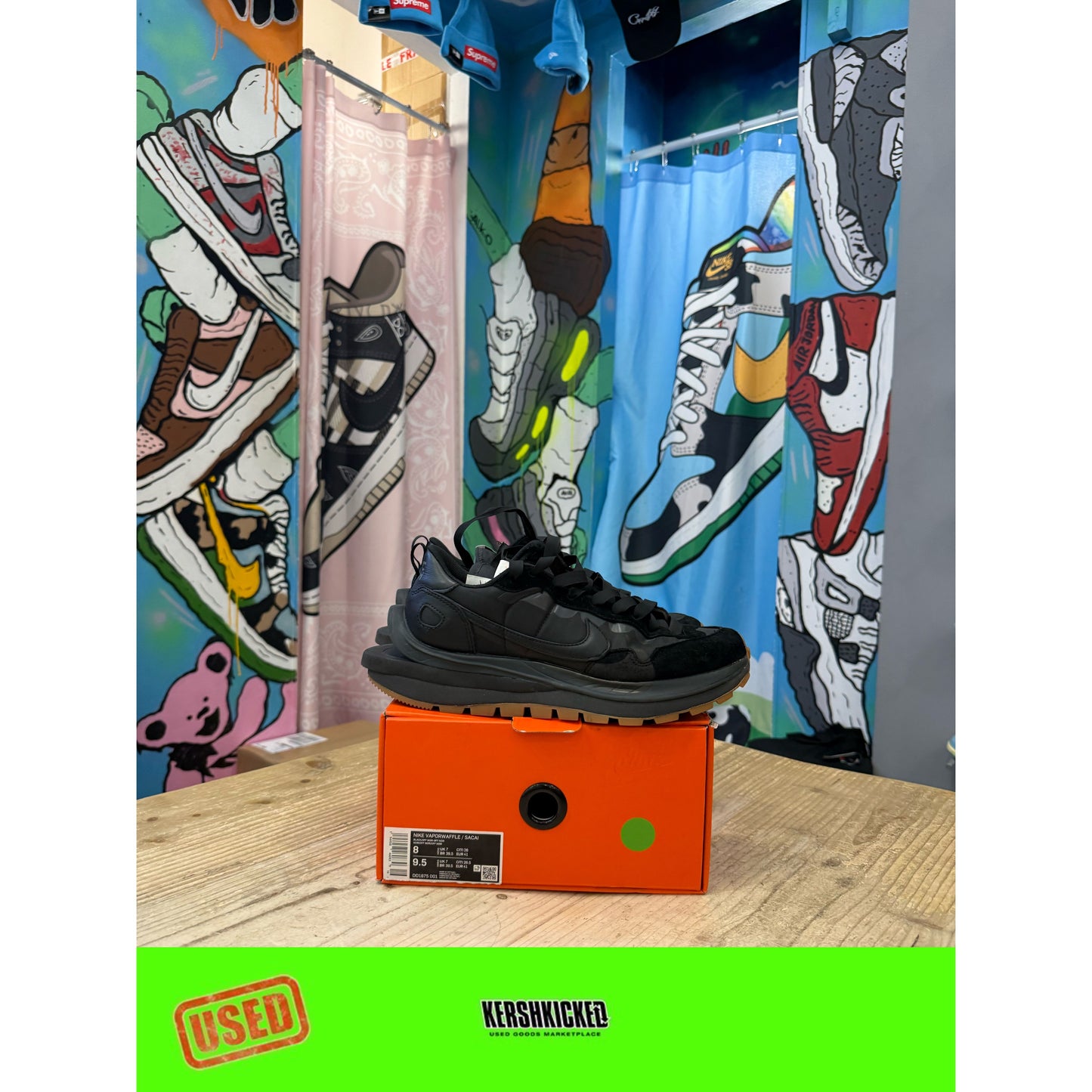 Nike Sacai Vapourwaffle Black Gum UK7
