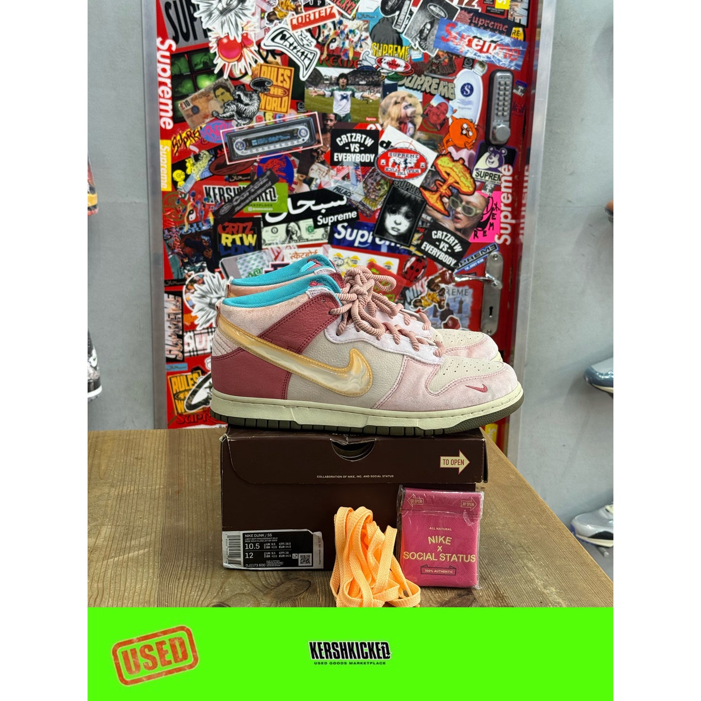 Nike Dunk Mid Social Status Free Lunch Strawberry Milk UK 9.5