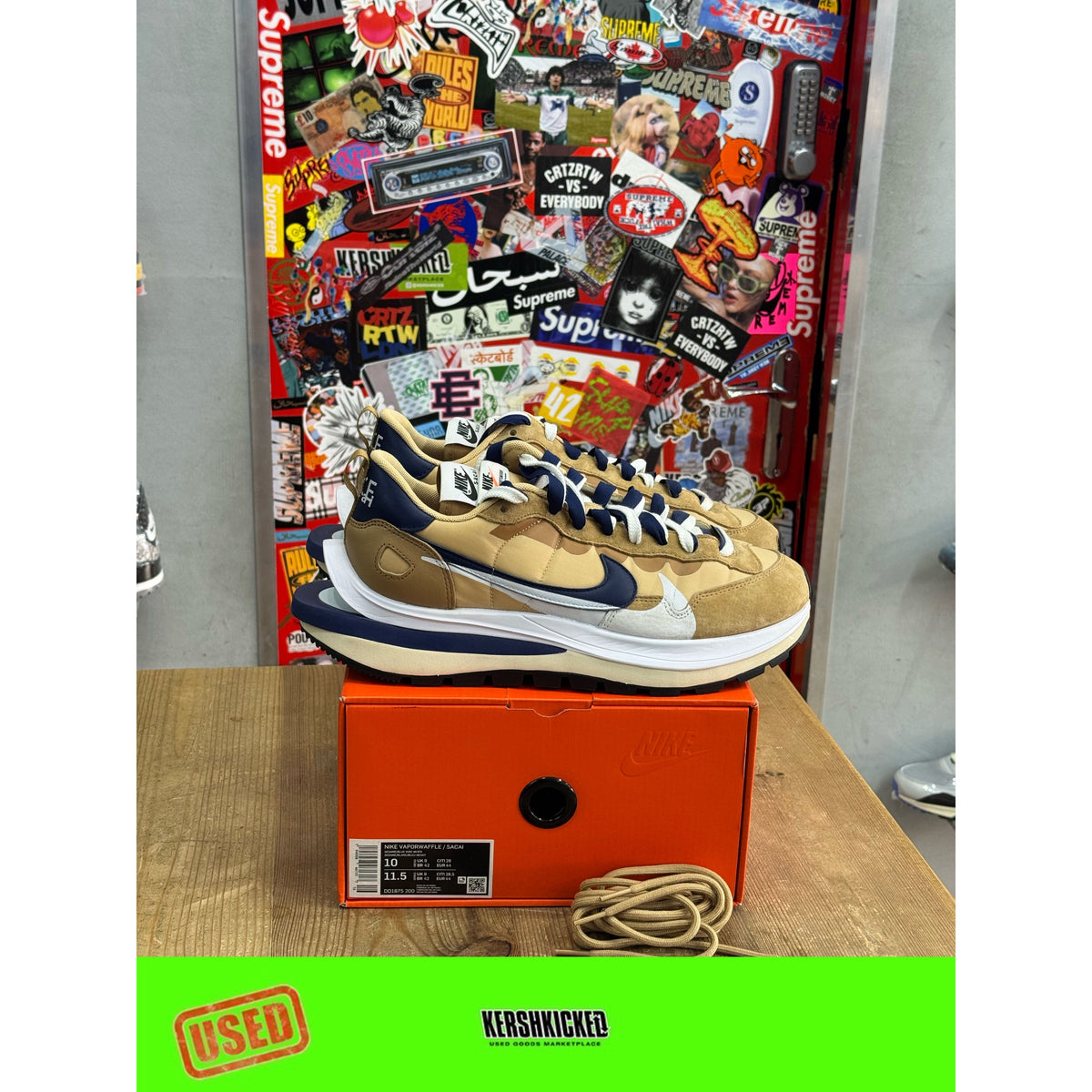 Nike Vaporwaffle sacai Sesame Blue Void UK 9.