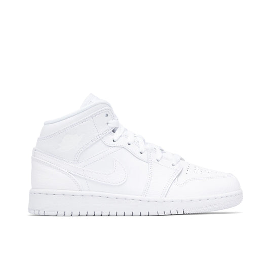 Jordan 1 Mid Triple White (GS) by Jordan's in Shoes. Available at KershKicks for £95.00. A must-have for fans of Jordan's looking to elevate their style with this Shoes.