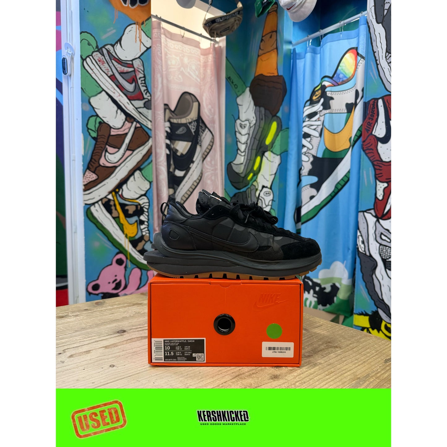 Nike Vaporwaffle sacai Black Gum UK 9
