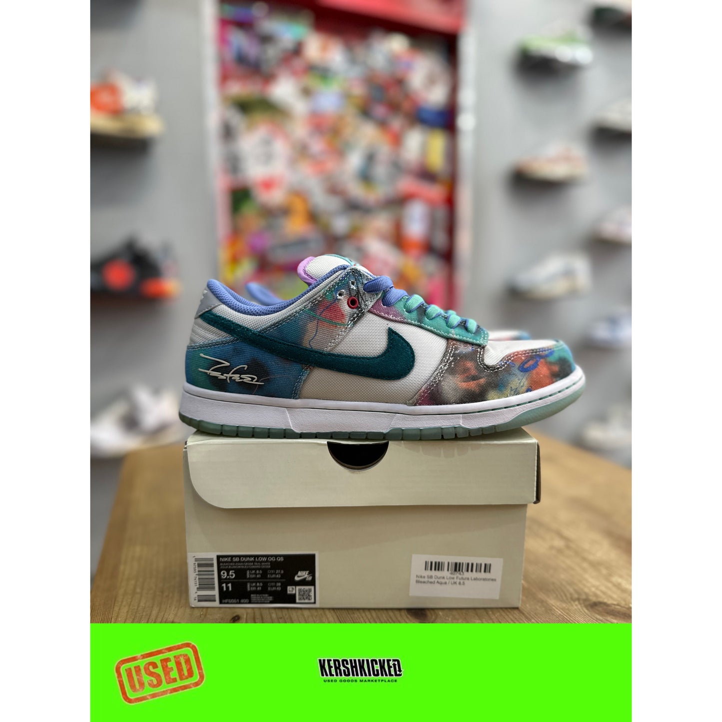 Nike SB Dunk Low Futura Laboratories Bleached Aqua UK 8.5