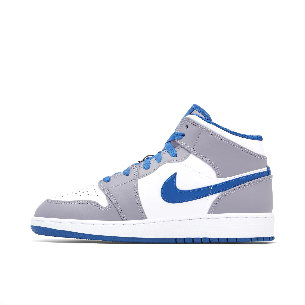 Jordan 1 Mid True Blue Cement (GS) by Jordan's in Shoes. Available at KershKicks for £95.00. A must-have for fans of Jordan's looking to elevate their style with this Shoes.