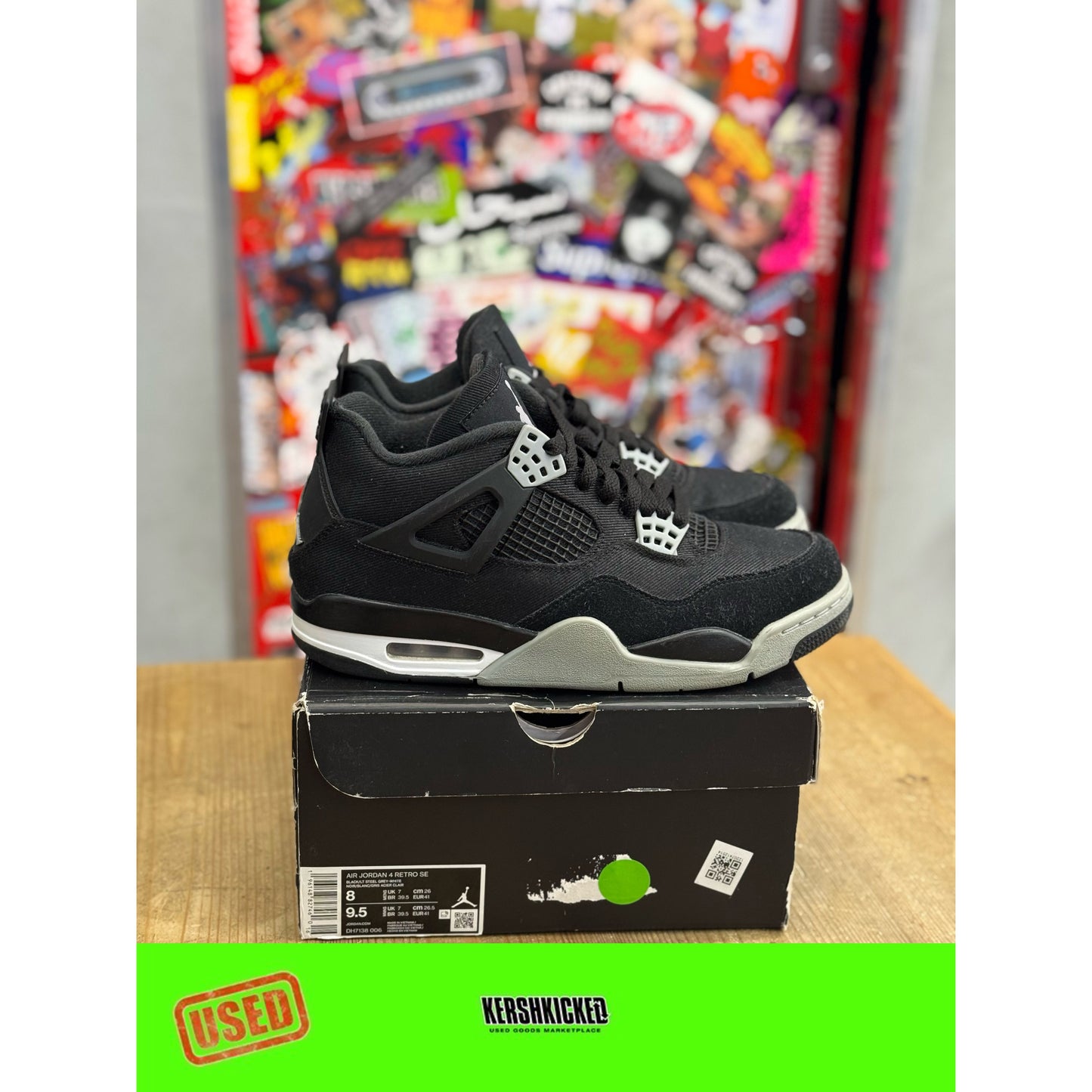 Jordan 4 retro black canvas uk7.