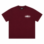 Corteiz Island Puff Print Tee Burgundy