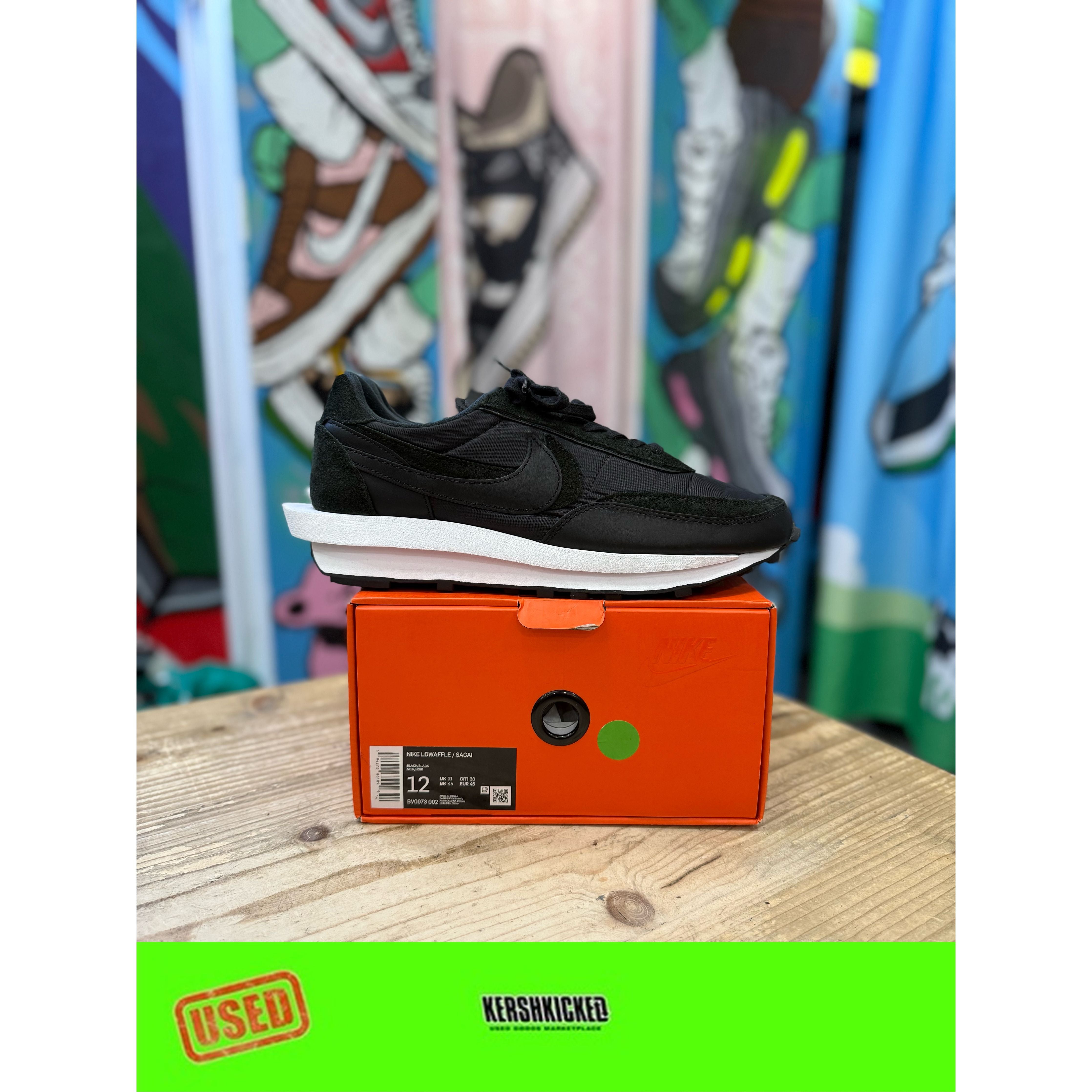 nike sacai ld waffle black nylon