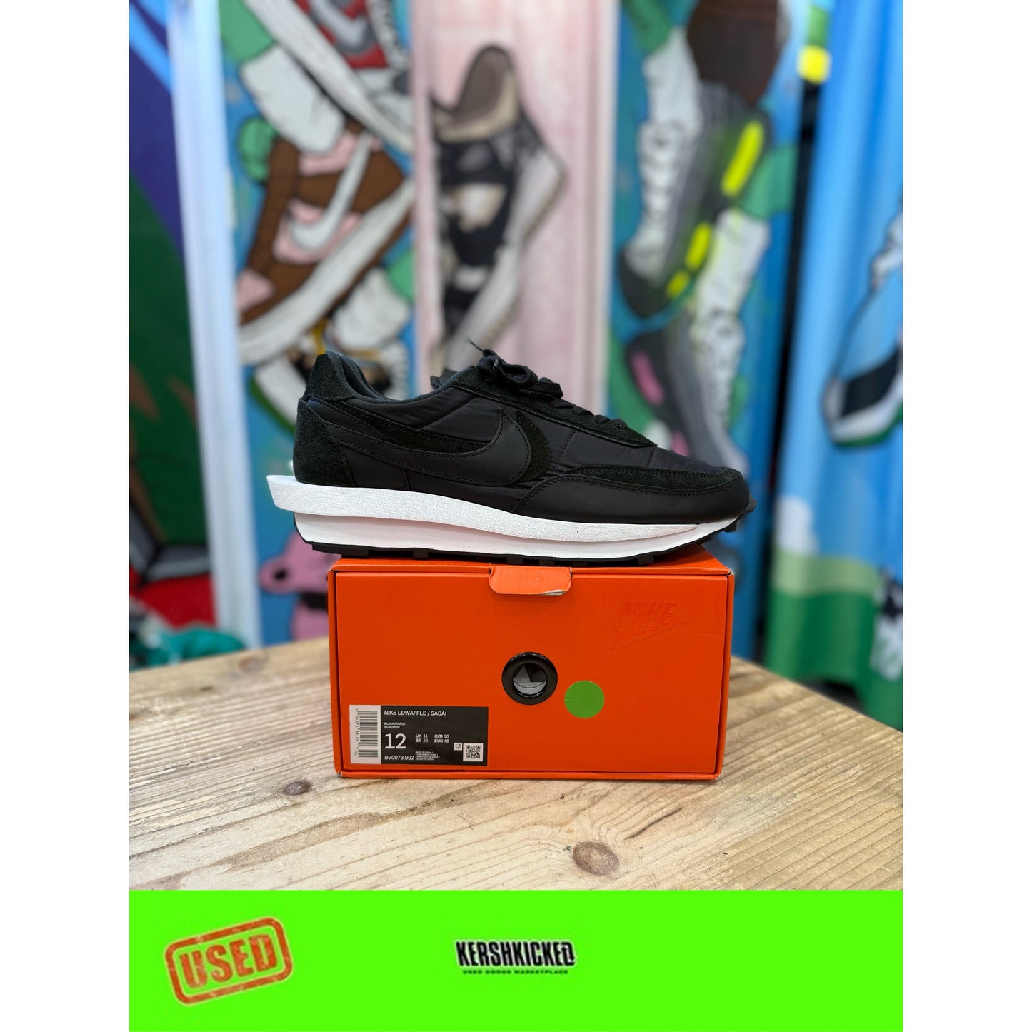 Nike Sacai LDWaffle Black Nylon UK 11