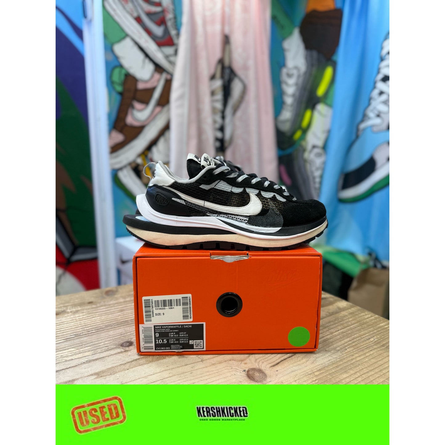 Nike Sacai Vapourwaffle Black White UK 8