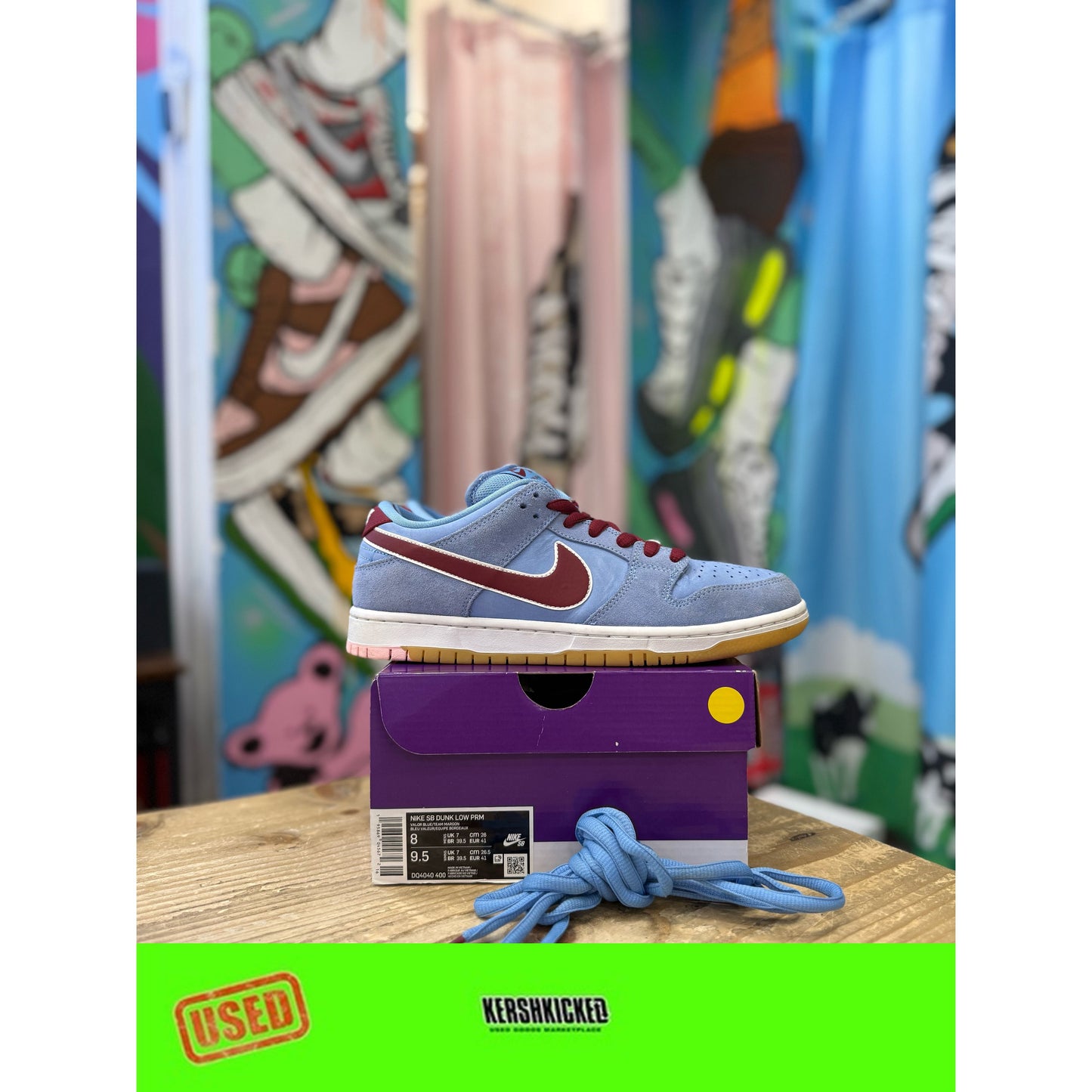 NIKE SB DUNK LOW VALOUR BLUE TEAM MAROON UK 7