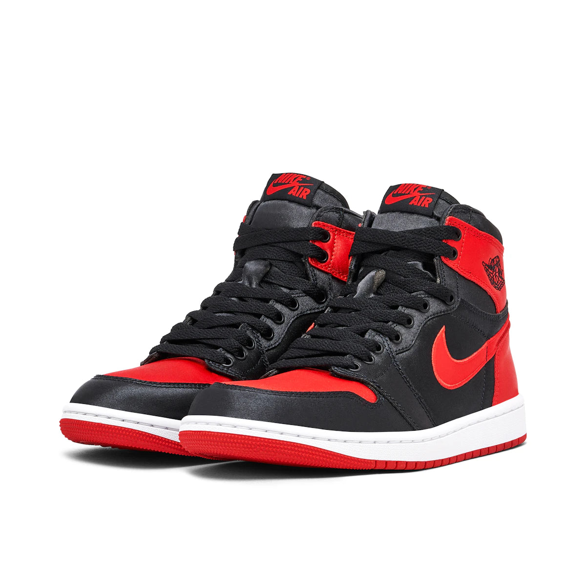 Jordan 1 Retro High OG Satin Bred (Women's) by Jordan's in Shoes. Available at KershKicks for £175.00. A must-have for fans of Jordan's looking to elevate their style with this Shoes.
