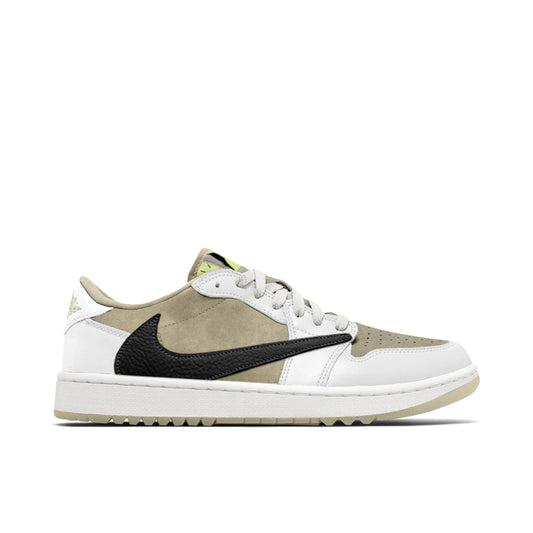 Travis Scott Air Jordan 1 Low Golf Olive Black by Travis Scott in Shoes. Available at KershKicks for £1100.00. A must-have for fans of Travis Scott looking to elevate their style with this Shoes.