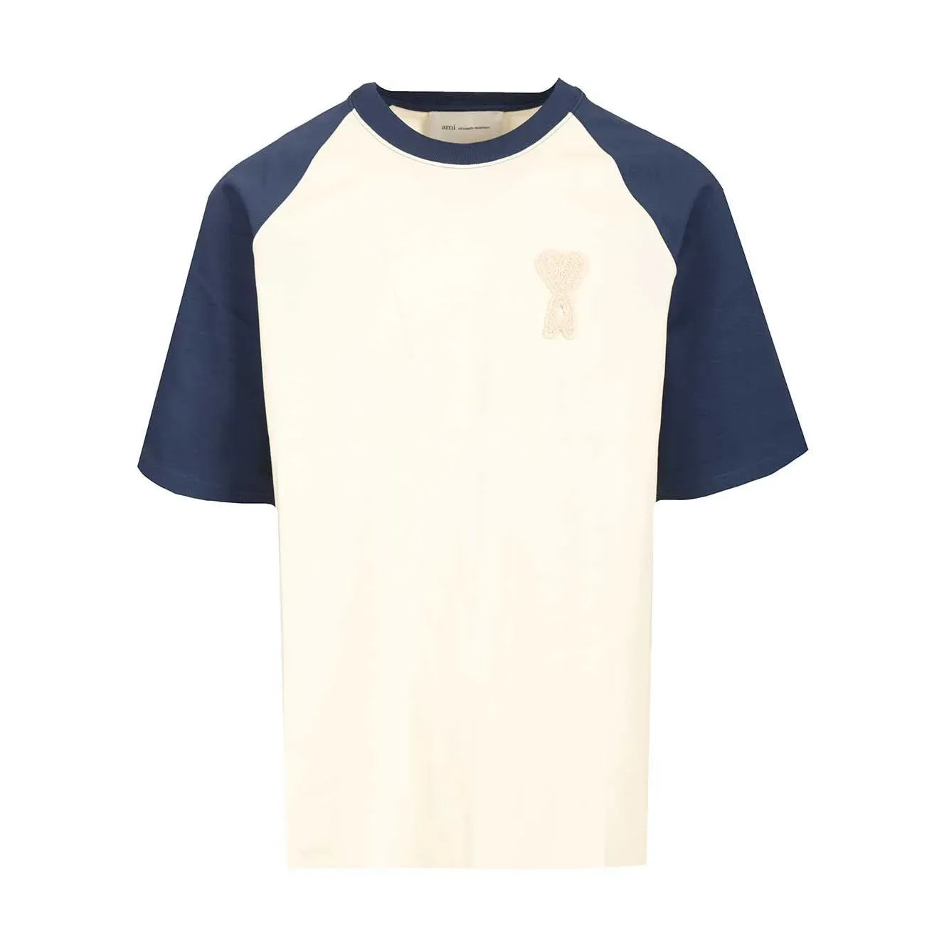 Ami De Coeur Knitted Patch T-shirt White And Blue Cotton