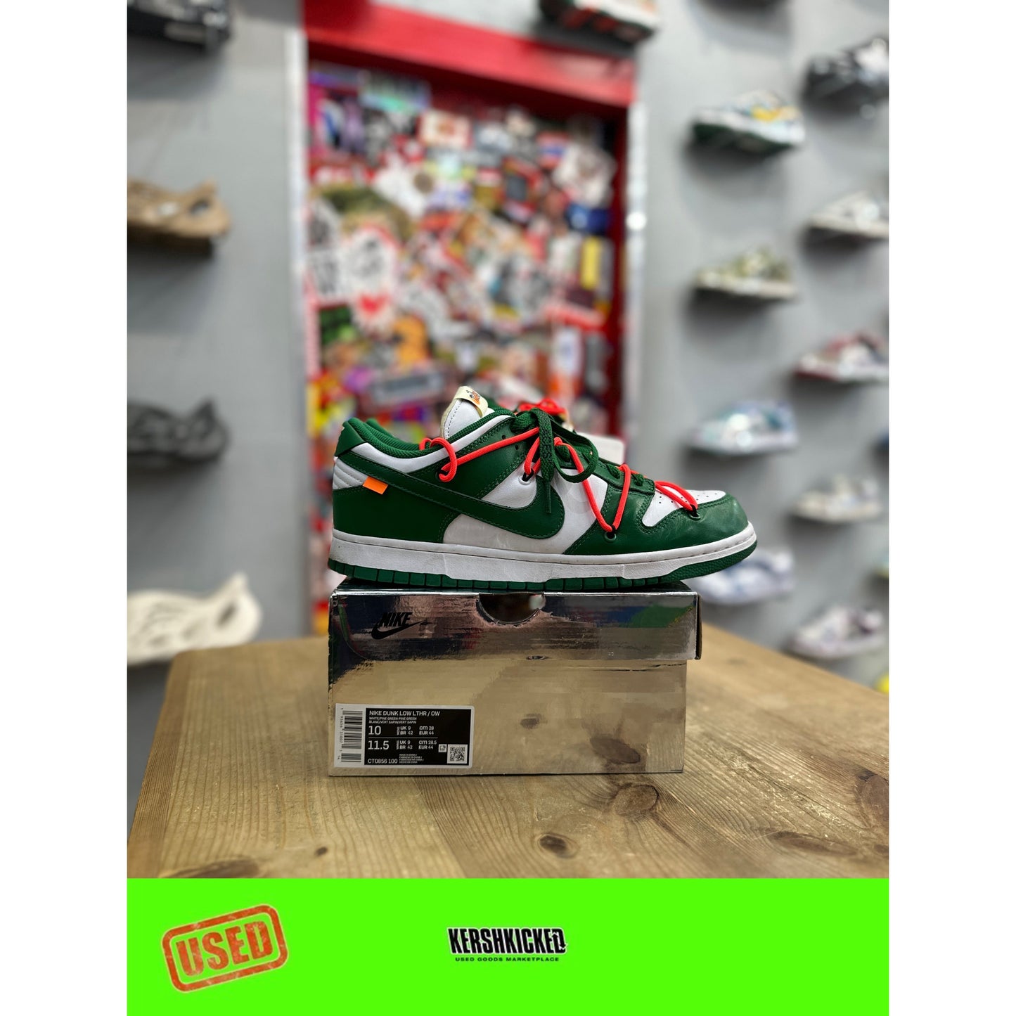 Nike Dunk Low Off-White Pine Green UK 9